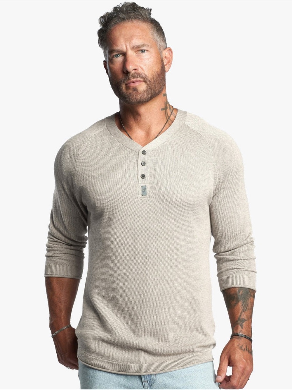 Men's V-Neck Weston Jon Boucher Sweater - Cream